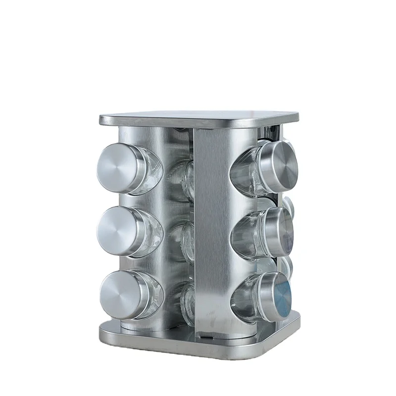 

[JT-R12]Kitchen Storage Racks 12-Jar Revolving Countertop Spice Rack Organizer Rotating Spice Rack, Original steel