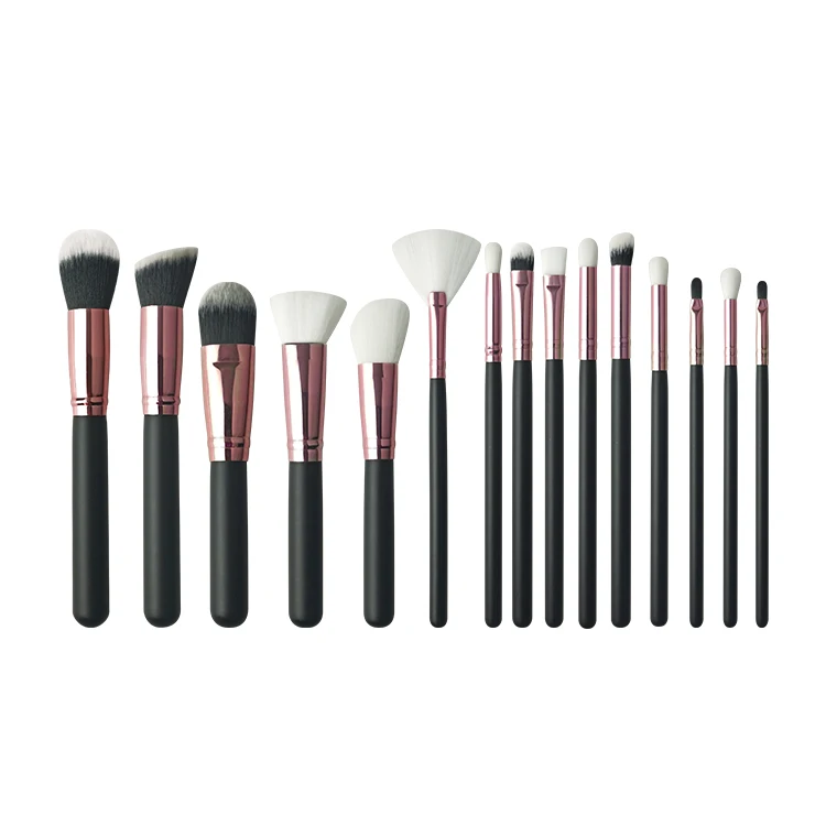 

15pcs Synthetic Private Label Professional brush make up brush set makeup Rose Gold Cosmetic Tools, Matte black