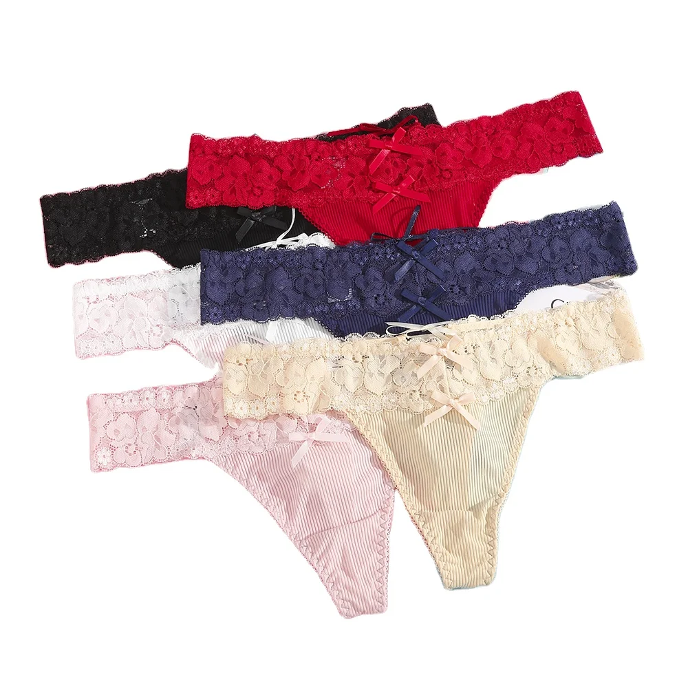 

Lace Cotton Women G-String Thong Plus Size Panties Underwear Women Modis Underpants Ladies Tangas Lingerie, 6 colors