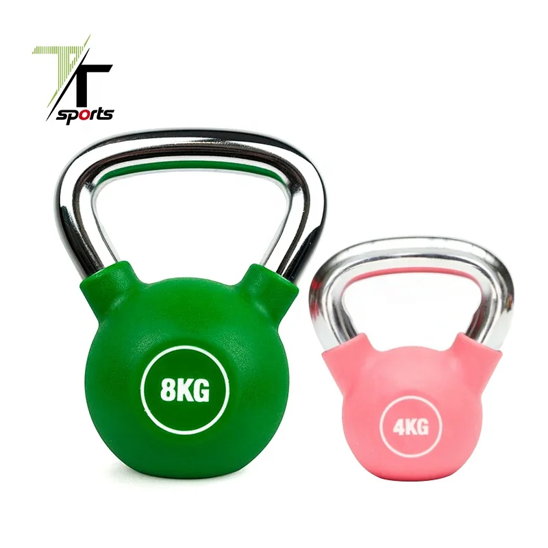 

TTSPORTS Home Exercise Free Weights 40kg Chrome Handle Colorful Cast Iron PU Coated Kettlebell For Sale, Blue,pink,black,hot pink,yellow,silver,green & customized color