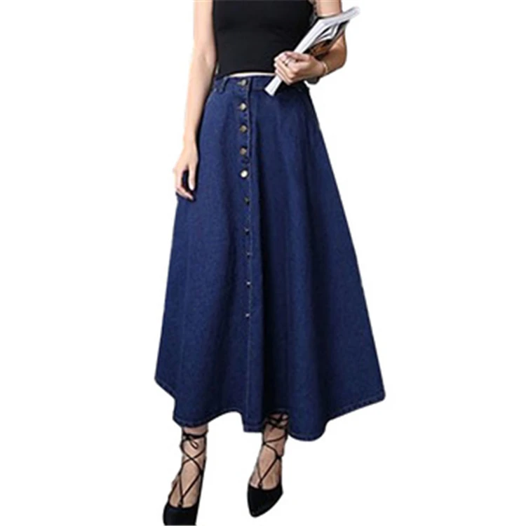 

Elegant Lady Jeans Latest Long Design A Line Woman Skirt