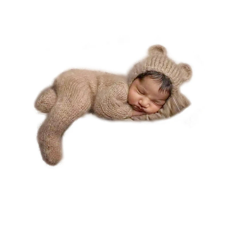 

Photo studio baby clothing newborn knitted wool mohair suit bear clothing