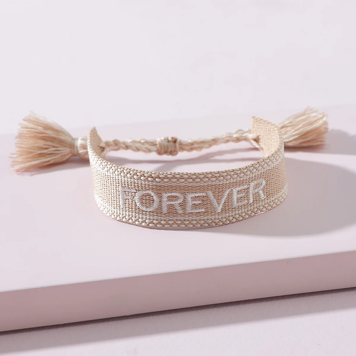 

Best Sale Woven Friendship Bracelet Handmade Bangles FOREVER Letter Cotton Bracelet For Women, As pictures