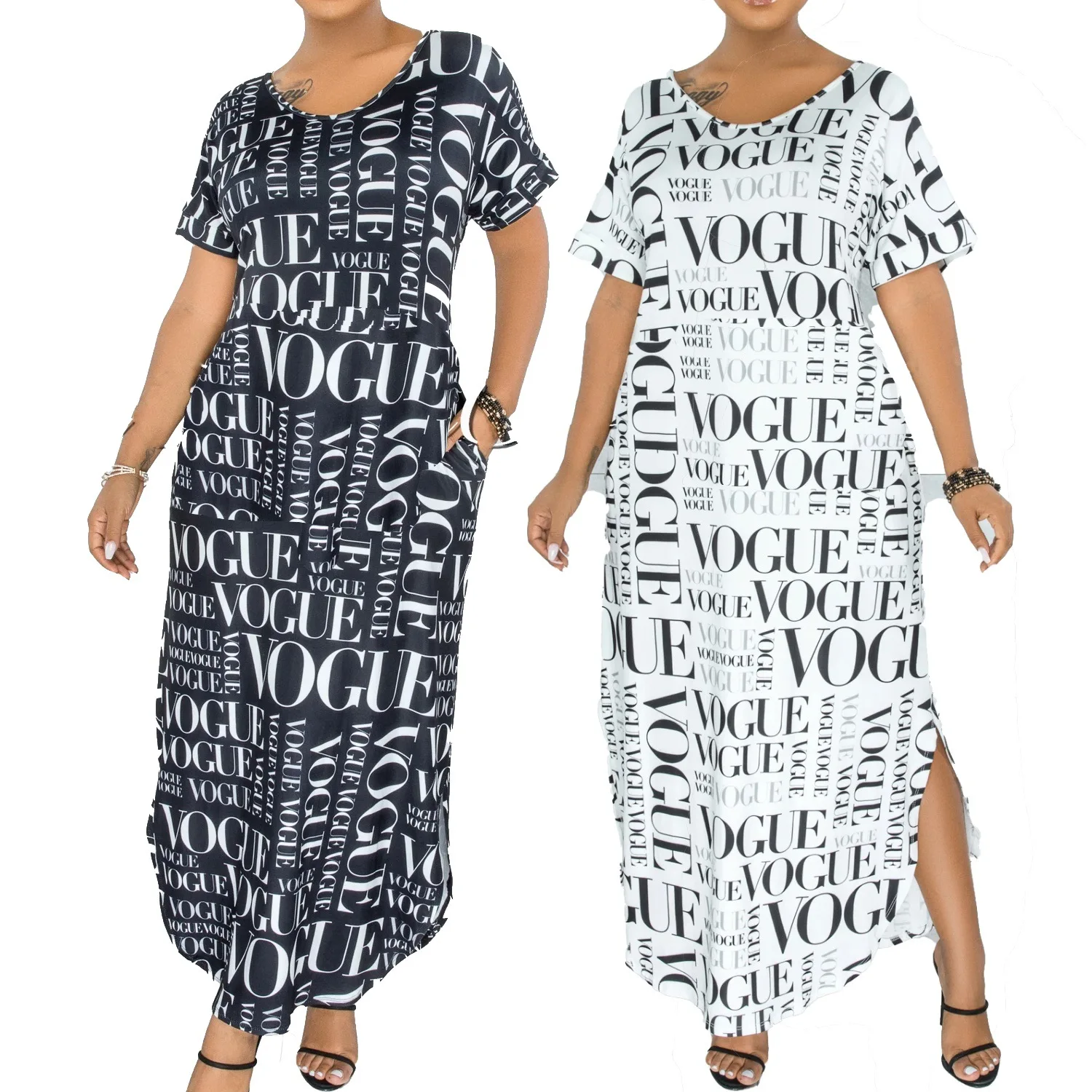 

Famous Brand Fashionable Letter Dress Loose Printed Plus Size Dresses