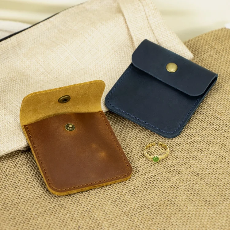 

Wholesale Genuine Leather Jewelry Pouch Personalized Wedding Ring Cufflink Pouch