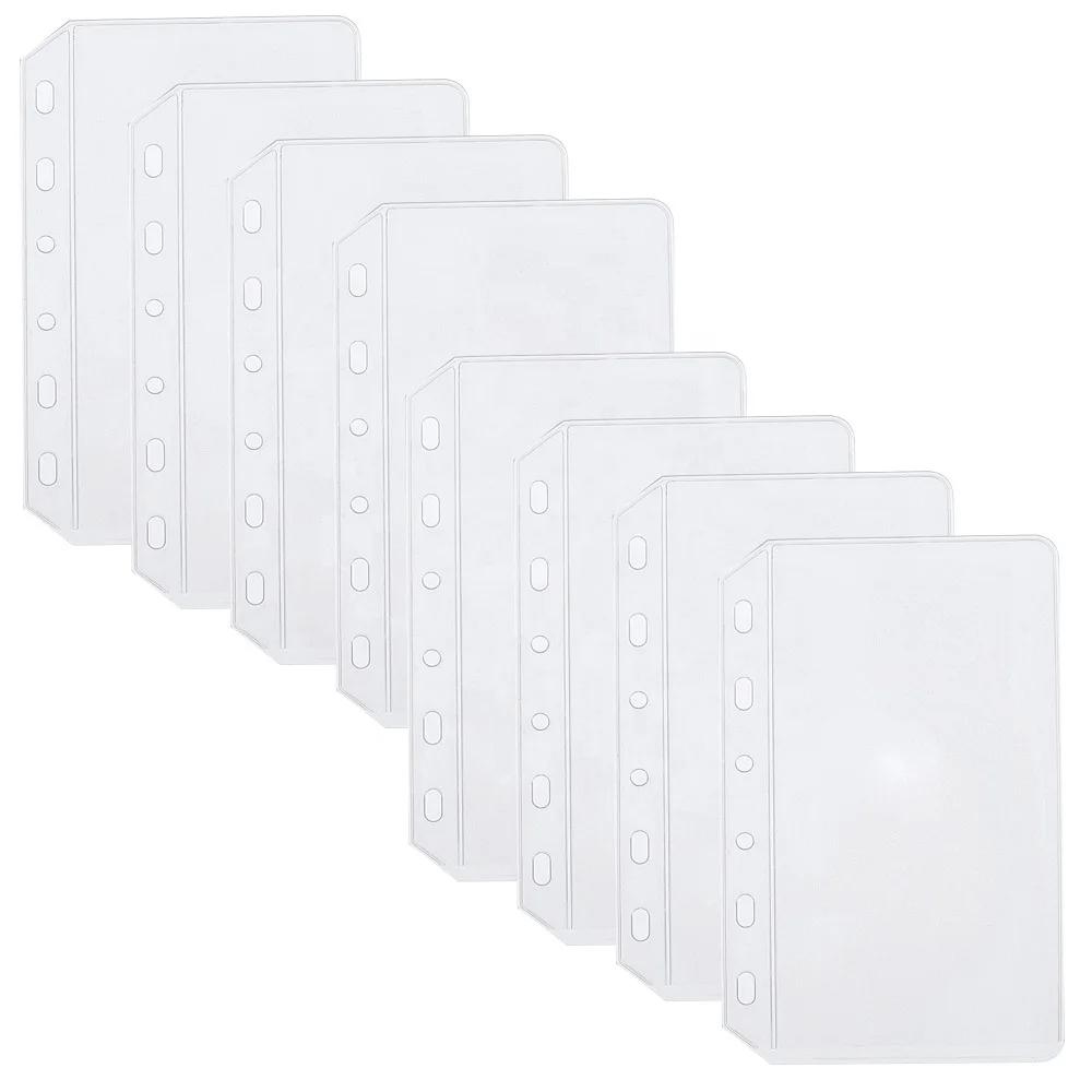 

FB TK Hot Selling 8pcs Transparent Card Pockets for A7 Size with 6 Holes 6-Ring Notebook Binder Loose Leaf Bags