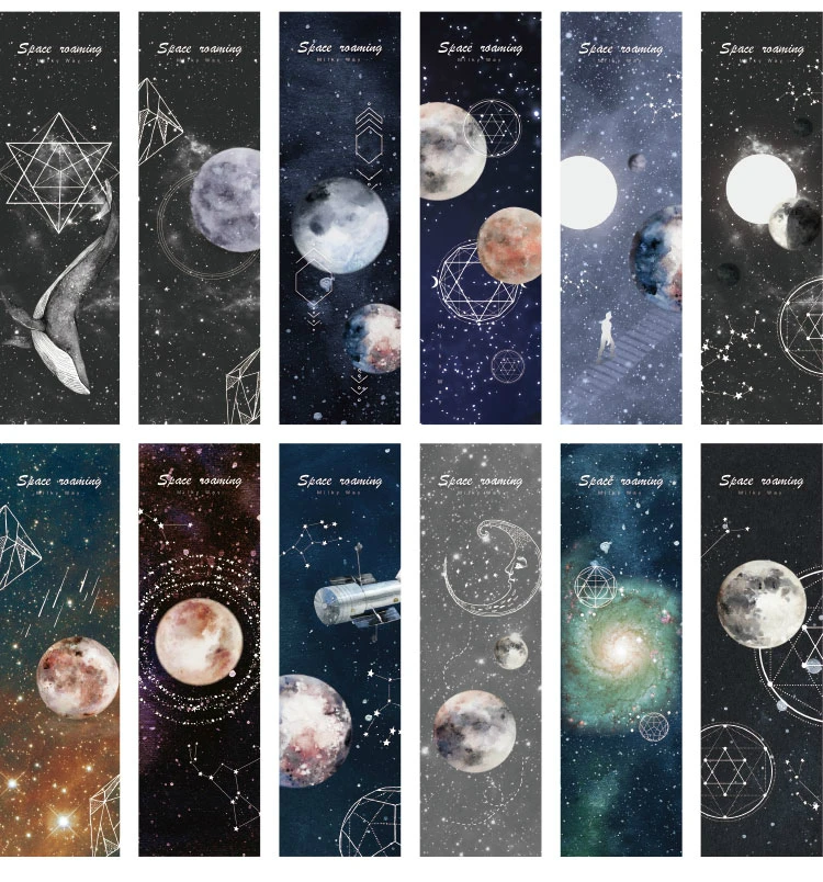 30 pcs/pack Space Galaxy Planedt Star book marks Paper Bookmark