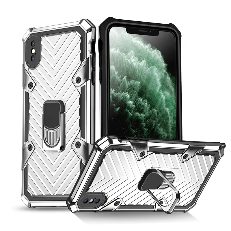 

In Stock Factory New Style hybrid case for iphone xs pc+tpu kickstand phone back cover for iphone xs max, 5 colors