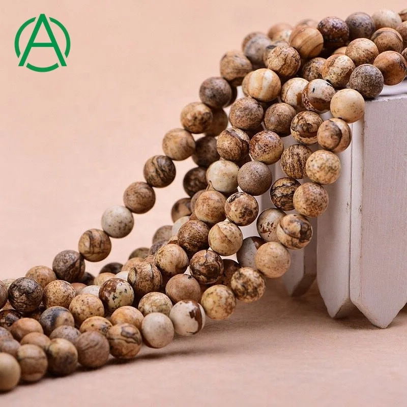 

ArthurGem Natural 4mm 6mm 8mm 10mm 12mm Soomth/Matte Picture Jasper Stone Loose Beads for Jewelry Making, 100% natural color