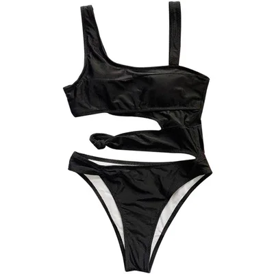 

New European and American bikini swimsuit bikini solid color high waist tuck belly ladies hot spring swim trunks xxxx girl
