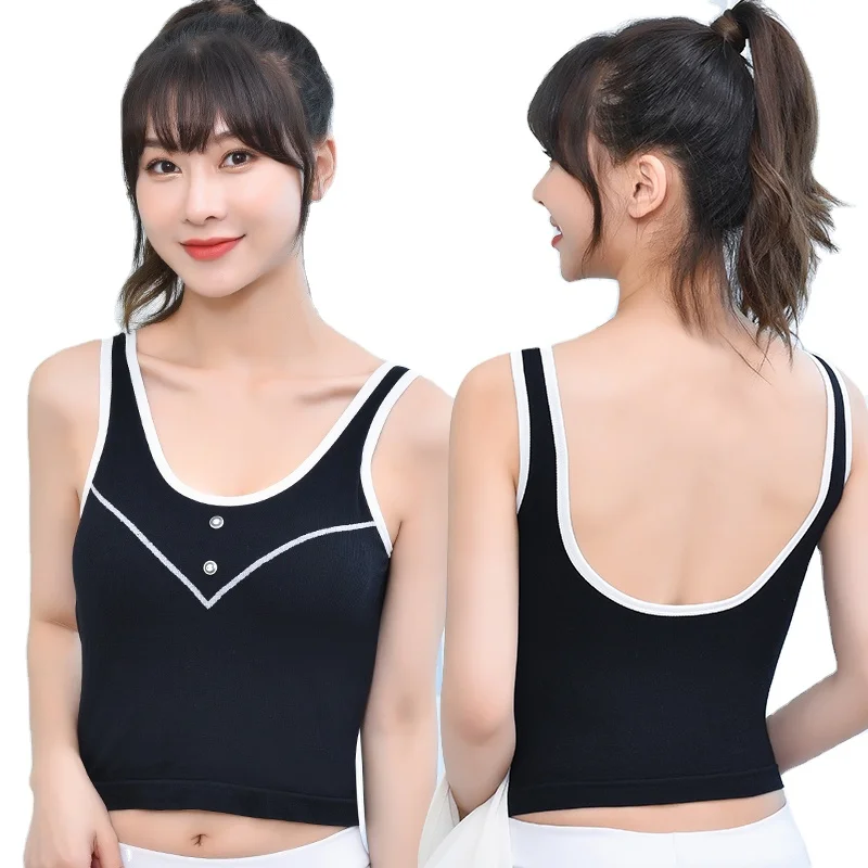 

Comfortable Camisole Women Seamless Bra Various Good Quality Women Everyday Full Cup Knitted Adults Spandex / Nylon Soft, Black and white