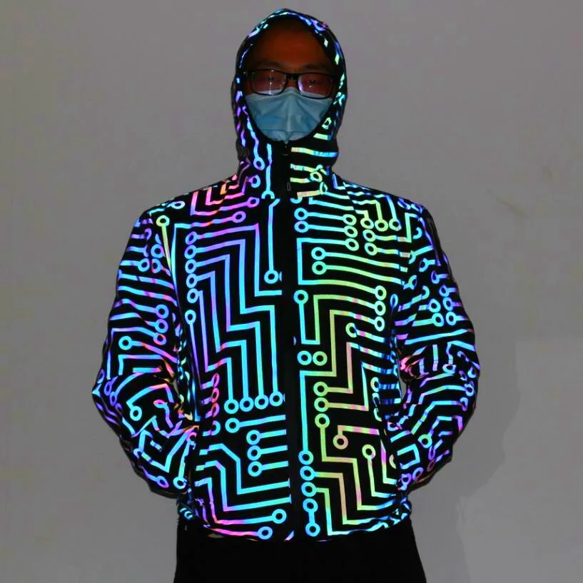 

geometry pattern full zipper coat reflective muticolor designer printing pullover wholesale jacket reflect rainbow windbreaker, Black, blue, grey, biege, dark blue, dark grey