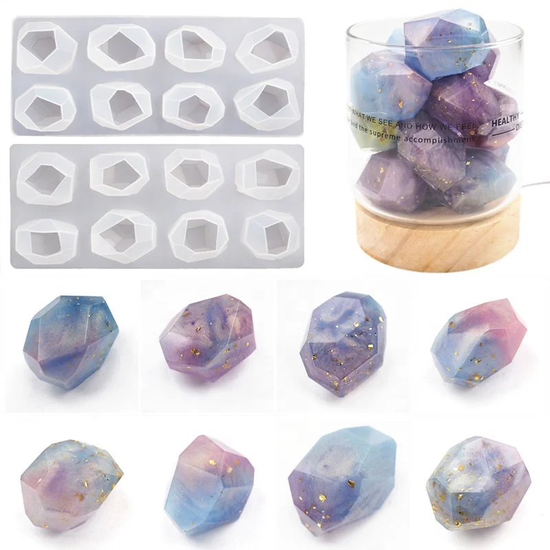 

DIY Irregular 8 Cavities Geometric Shape Gem Silicone Casting Mold Epoxy Resin Crystal Glue Jewelry Diamond Stone Mould, White