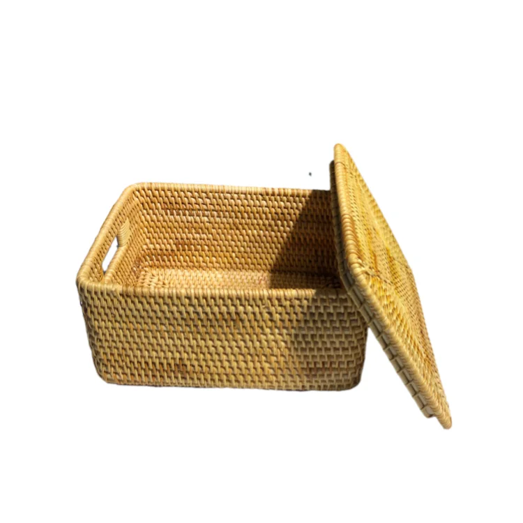 

Natural rattan woven household storage box miscellaneous document sorting box storage basket