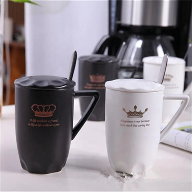 

New Fashion White Color Crown Porcelain Mugs