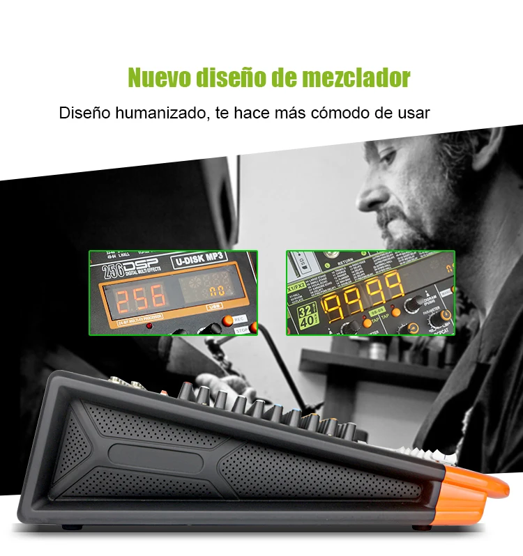 Consola de Audio Doble Efectos 99DSP Mezclador con contacto inalámbrico USB