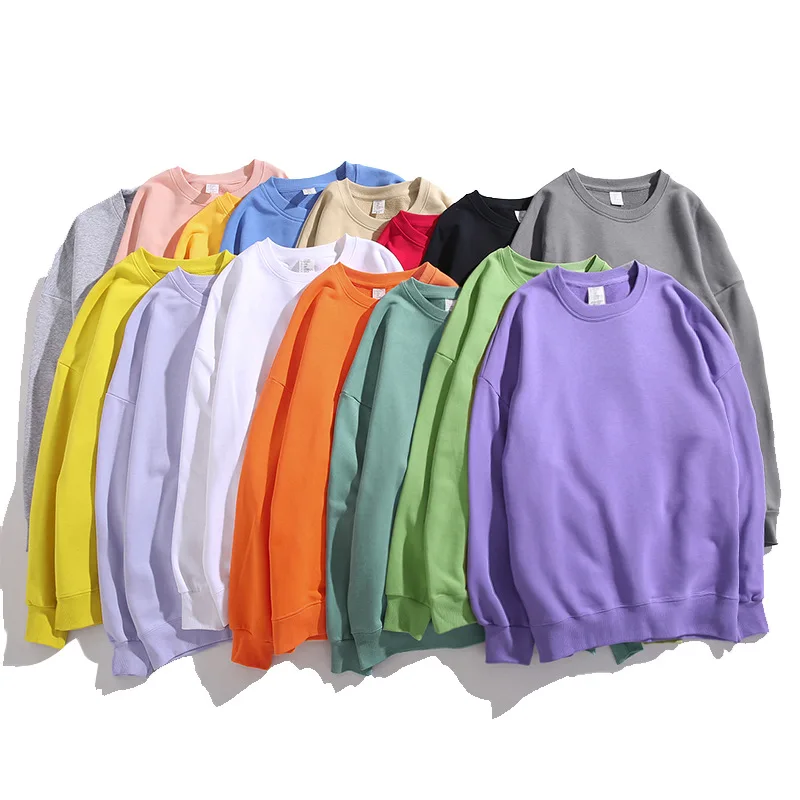 

H2082 1 Piece Drop Ship Solid Color Sweatshirt Custom Sweatshirt Oversize Unisex Mens Sweatshirts Crew Neck, As show