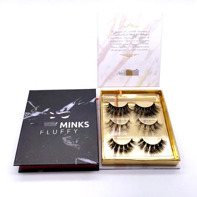 

black gold magnetic custom boxes package with logo for 3 pair lashes