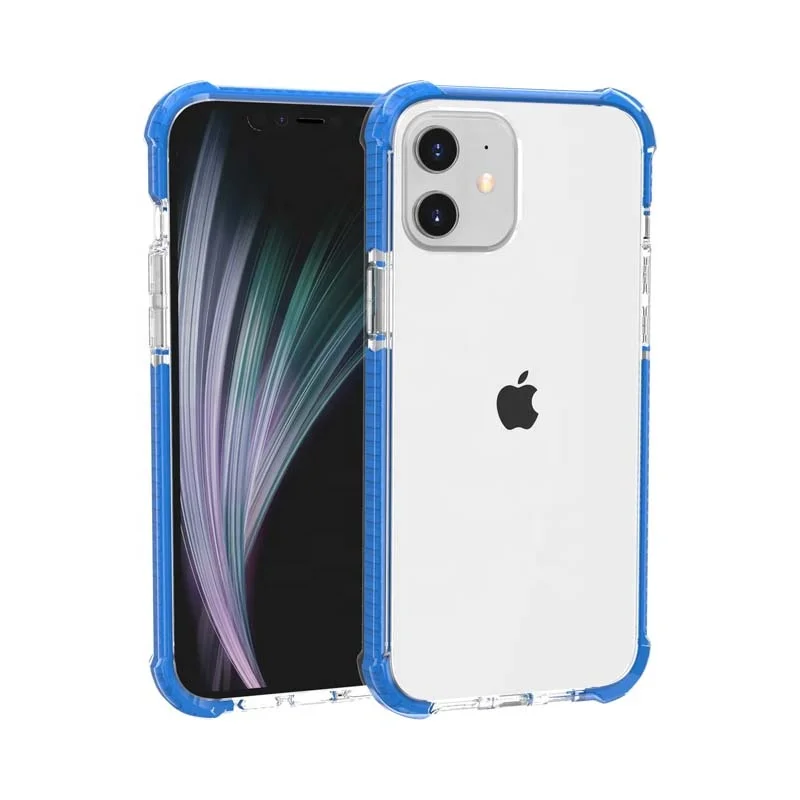 

For Iphone 12 transparent back cover color Four corners anti drop TPU PC Mobile phone case for Iphone 12pro max, Multi-color, can be customized