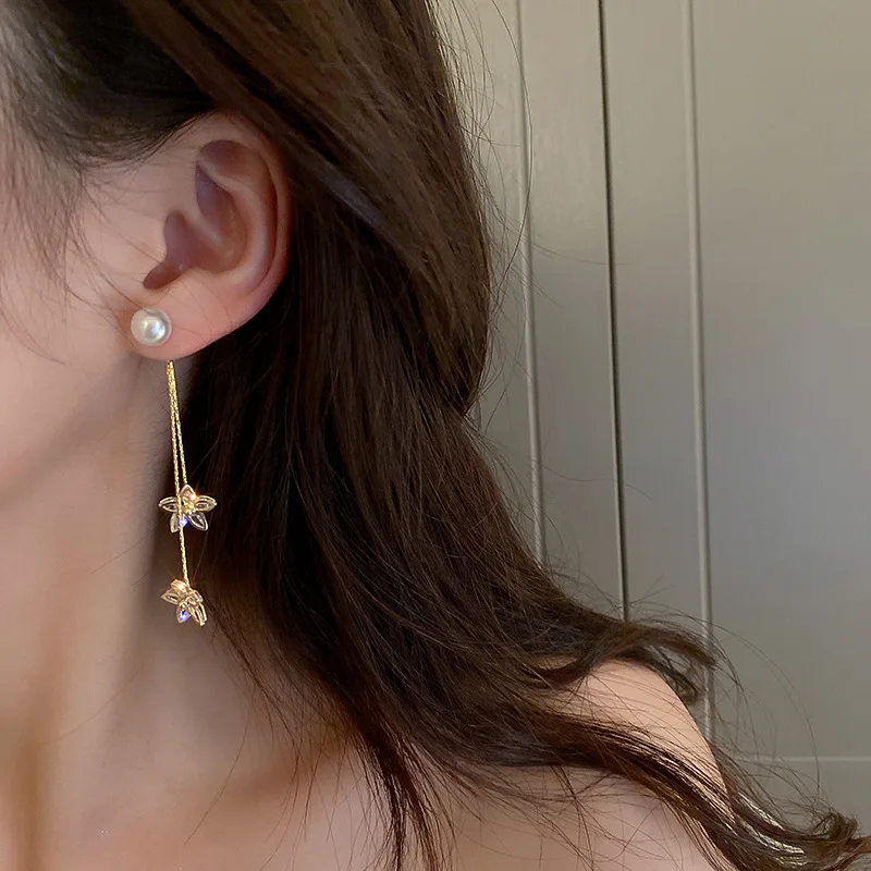 

fashion real gold plated flowers earring dangle drop