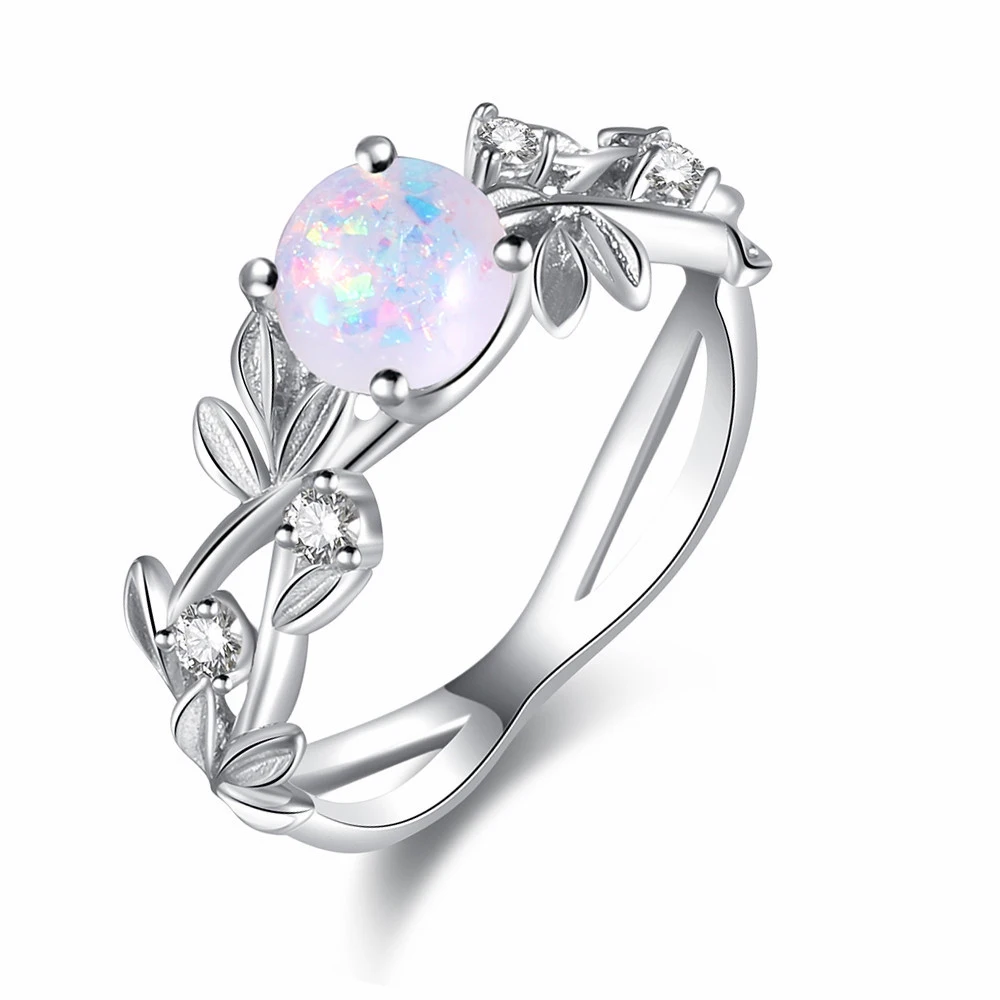 

Opal ring wholesale wish hot sale jewelry princess olive leaf engagement ring diamond opal, Available