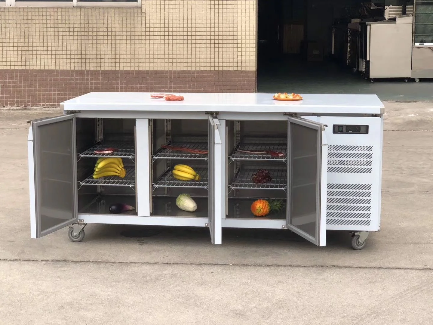 
Restaurant Commercial Pizza Work Table Refrigerator Full 304 Stainless steel Counter Chiller With Drawers 