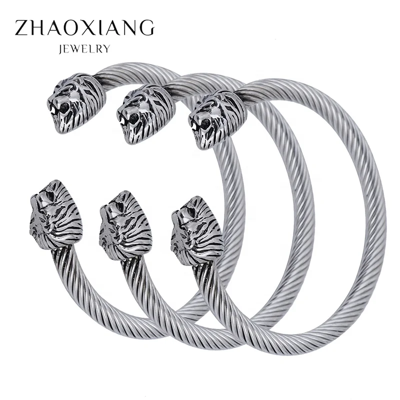 

Lion Head Cuff Bangles Bracelets For Women Men Stainless Steel Manufacture Jewelry Hip Hop Design