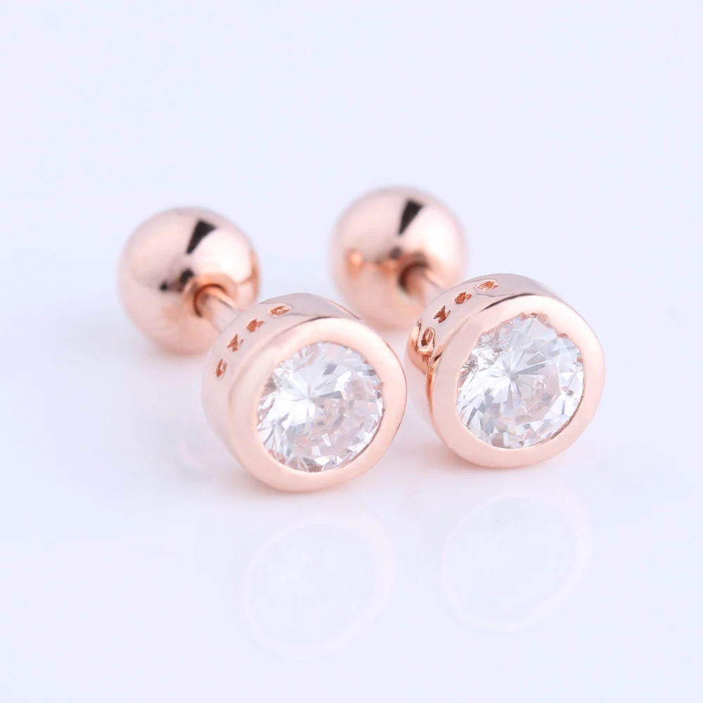 

Costom 925 Silver Rose Gold Zircon Stud Circle Earrings For Women