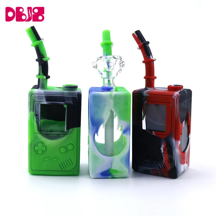 

Amazon Hot Sell Beverage Box Shape Mini Bubbler Water Pipes For Dry Herb Silicone Smoking Pipe, As shown in the picture