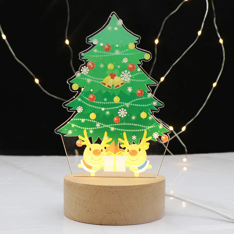 Christmas Gift UV Printing Wood Lamp Bases Manufacturers 3D Night Light For Kids