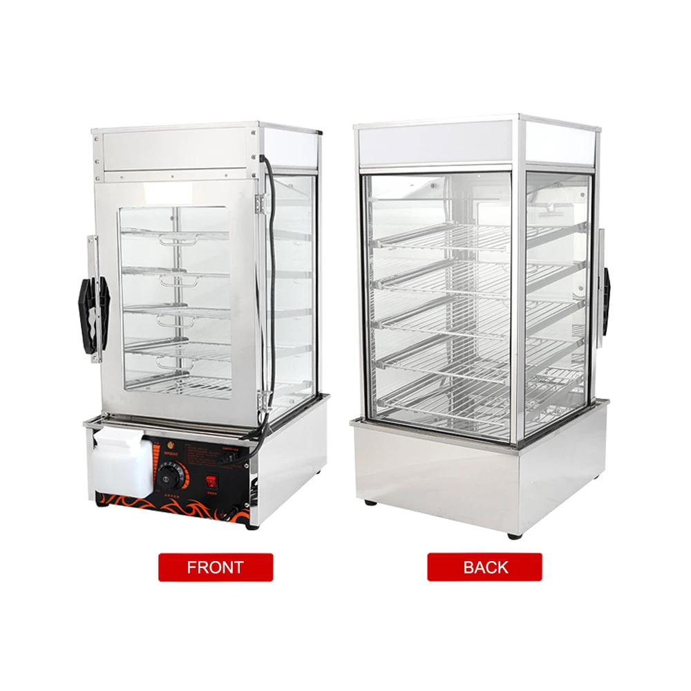 Electric Glass Commercial 5 Layers Display Cabinet Square Steaming Room Machine Heating Steamed Stuffed Bun Dumpling Steamer      WT/8613824555378