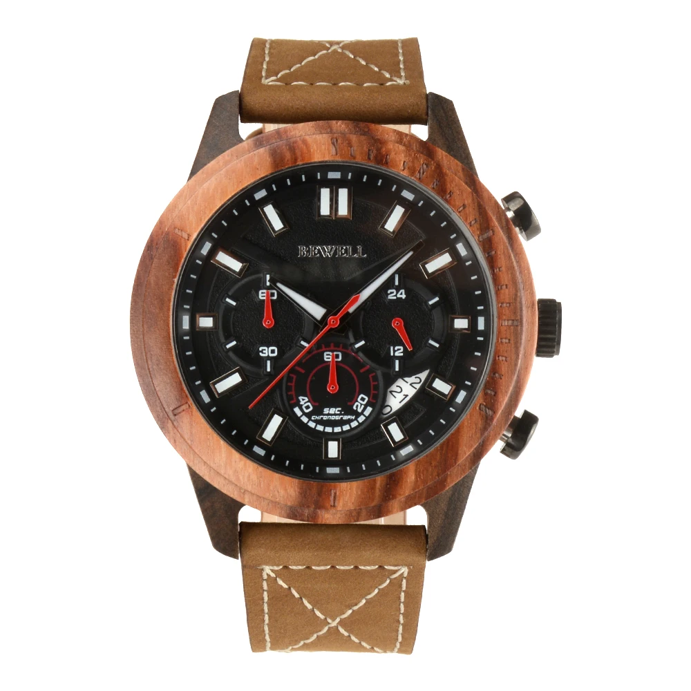 

Custom high quality luxury leather watch executive leather watch wooden