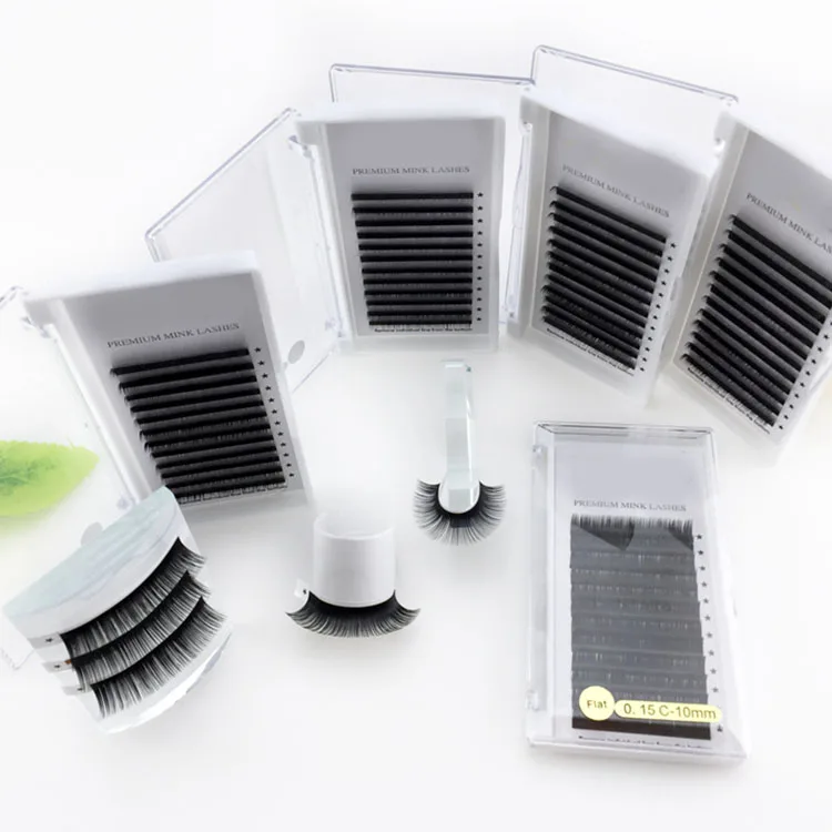 

hot selling high quality easy volume lashes D curl 0.05 15mm blooming easy fan eyelash extensions, Natural black