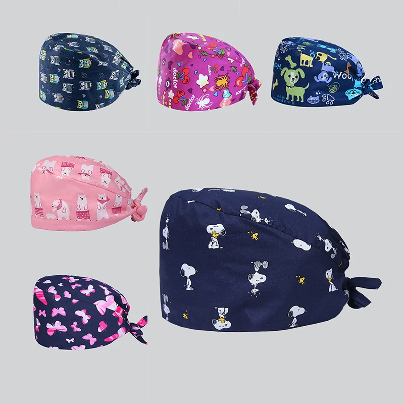 

Pattern Scrub Cap Nurse Surgical Hat Medical 100% Cotton for Women Men