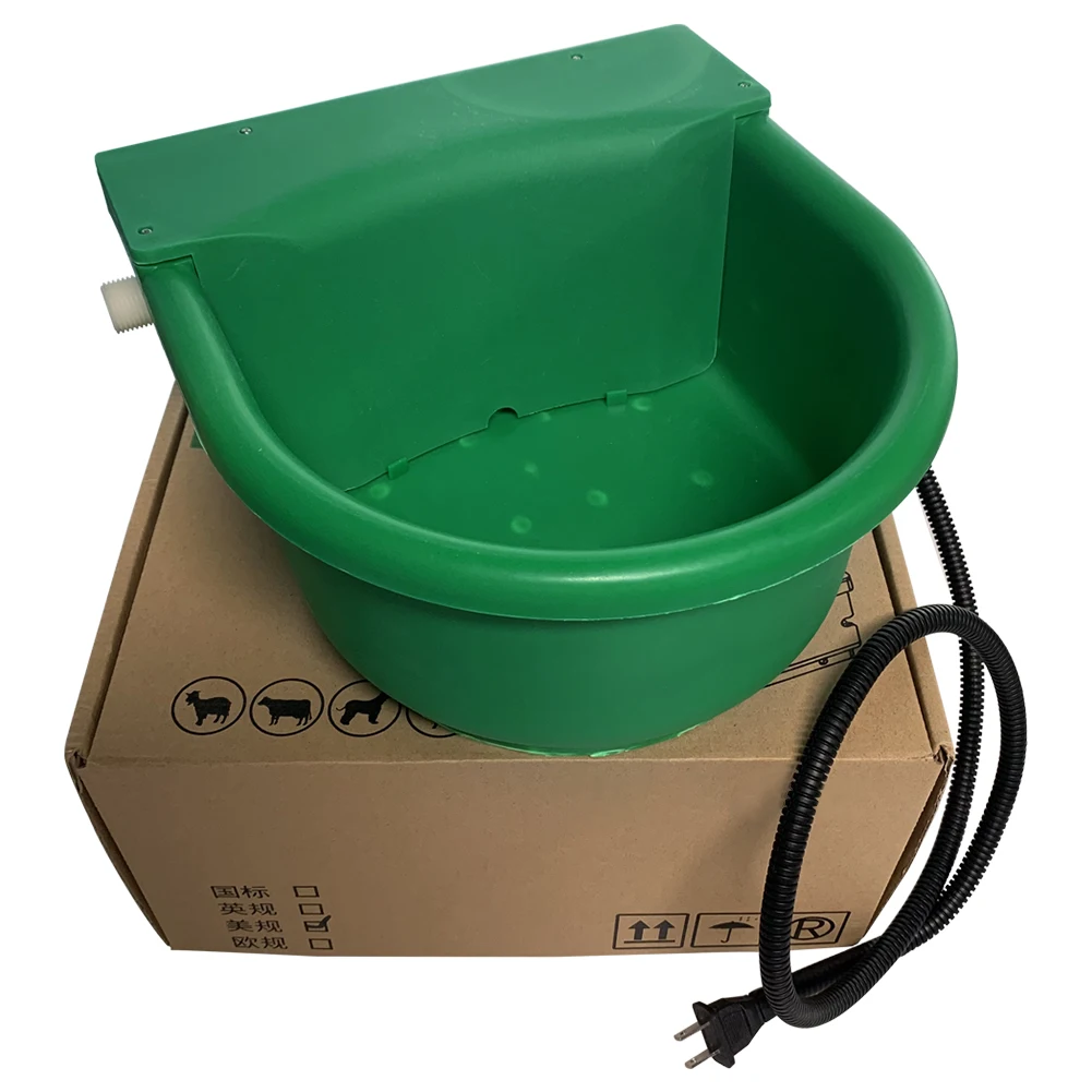 

5L Automatic Heated Outdoor Thermal Water Trough 1.3 Gallon Pet Livestock Cattle Sheep Horse Drinker Dog Bowl, Green