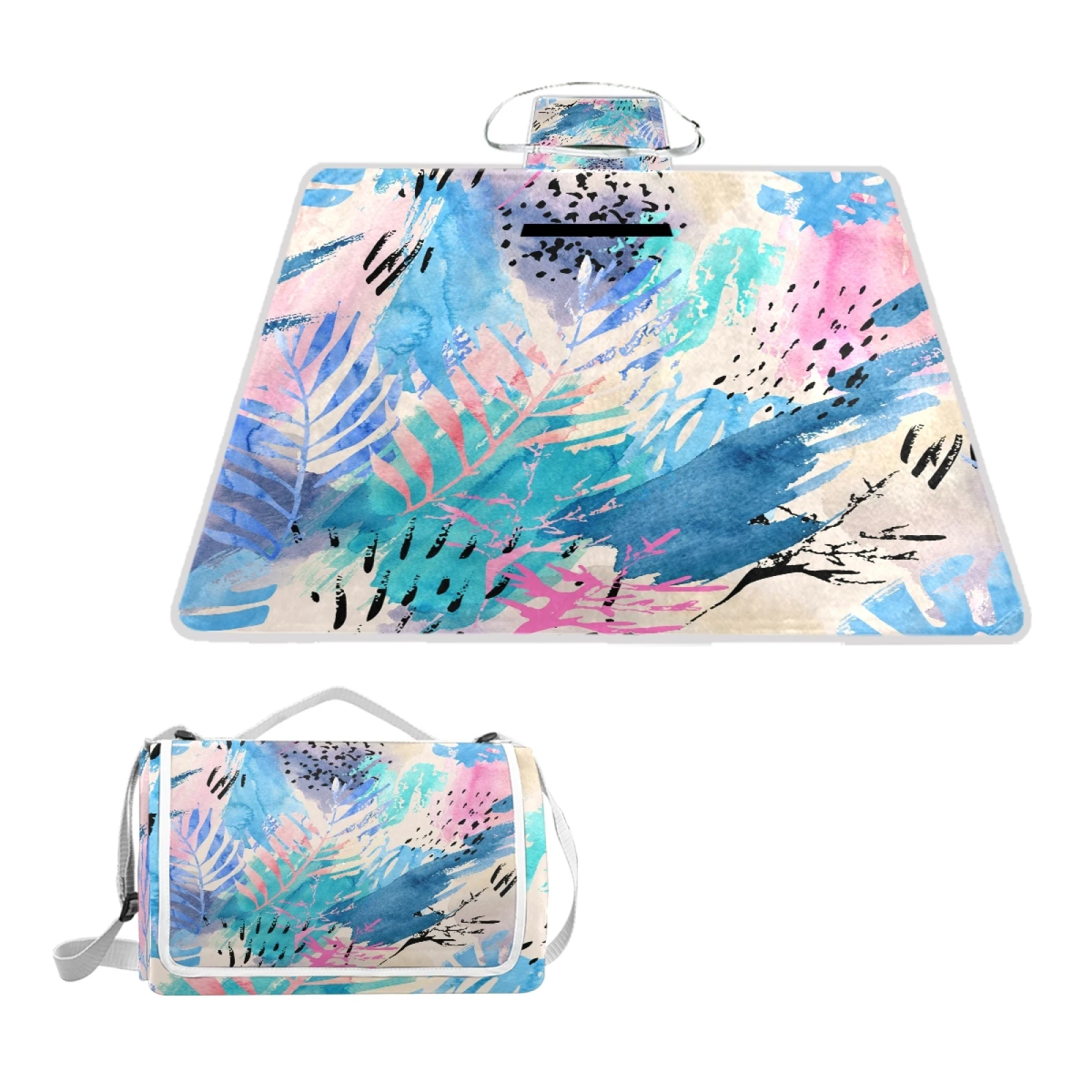 

New Arrivals Custom Graffiti Printed Waterproof Portable Outdoor Blanket Extra Large Picnic Mat with 3 Layers