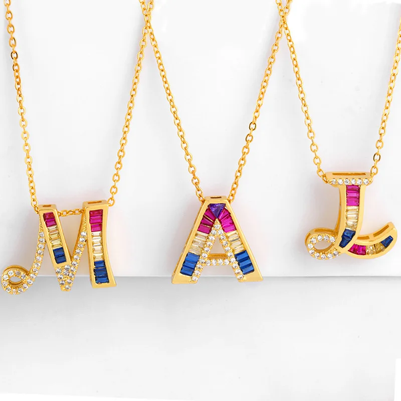 

2020 New Design Women Necklace Jewelry Gold Letter Necklace Initial Letter Necklace, As picture