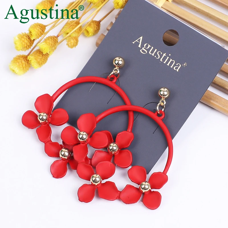 

Agustina 2020 ladies bohemian new jewelry party drop petal circle fashion earrings simple statement earrings, Colorful