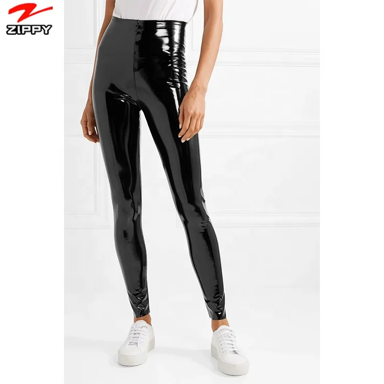 

Latest Design High Waist Leather Skinny Pants Ladies' Pencil Trousers Faux patent-leather leggings leather pants for women, Customized color