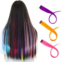 

Answer Synthetic Multi-colors Party Highlights Colorful Silky Straight One Clip Hair Piece Clip In Hair Extension
