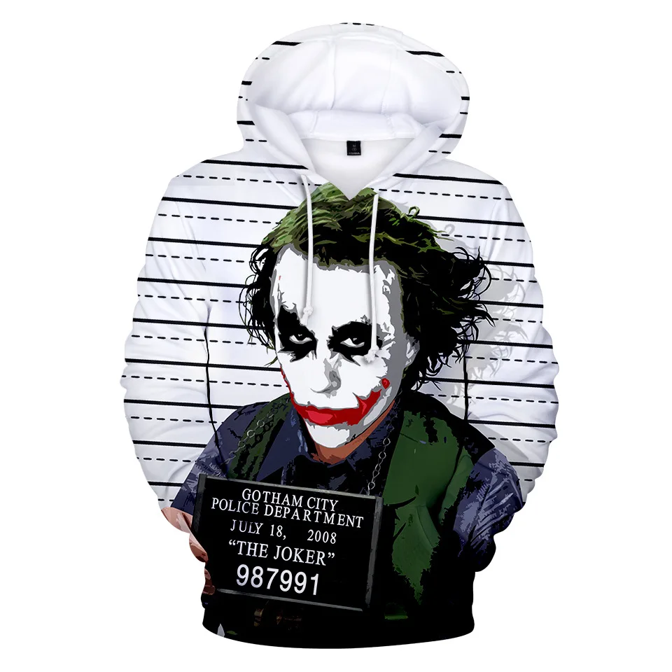 

Cosplay Joker Hoodies Funny 3D Digital Printed Hooded Sweatshirt Tracksuits Zipped Up Pullover