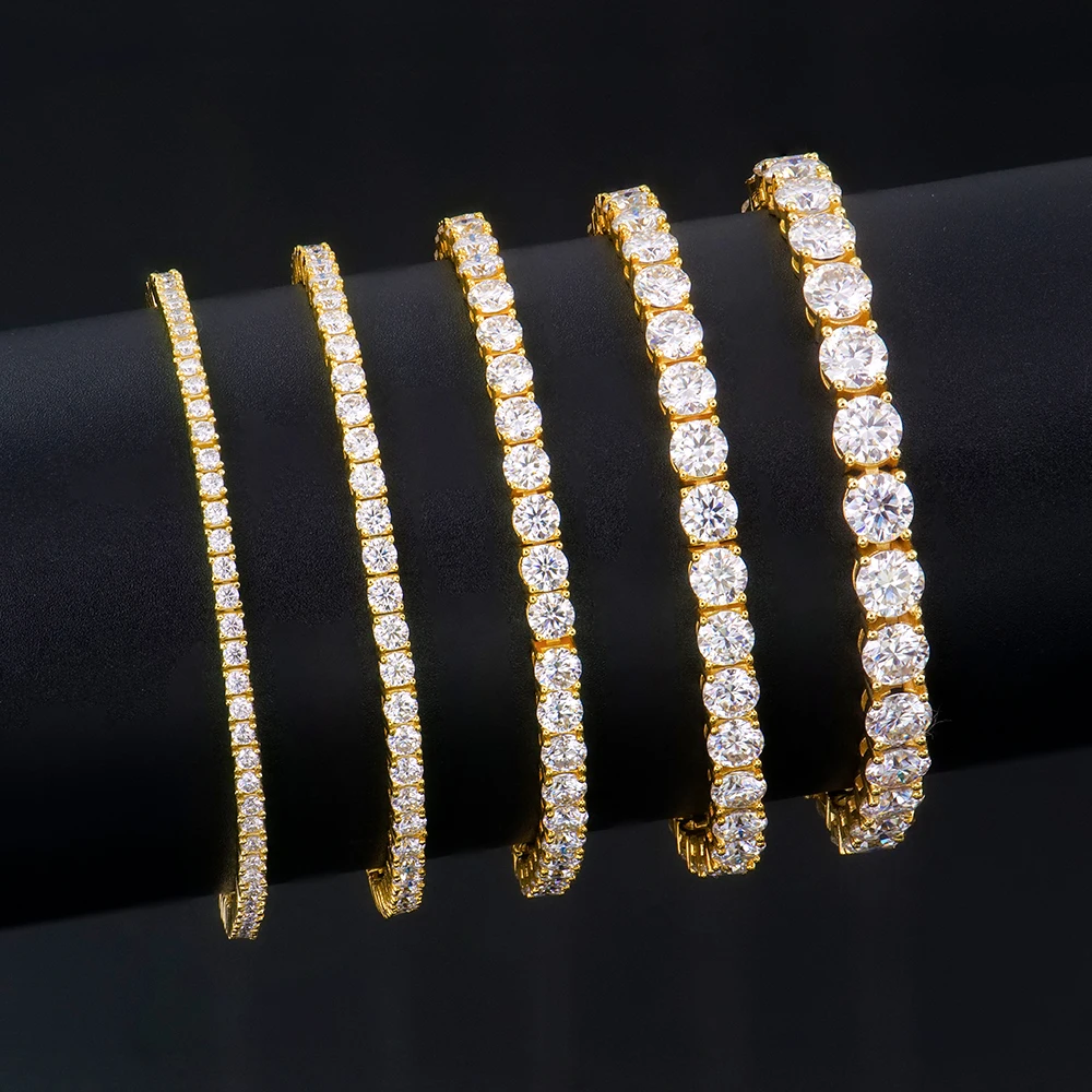 Wholesale Men Women Hip Hop Gra Certified Jewelry Sterling 925 Silver Vvs Diamond Mossanite Moissanite Tennis  Chain Bracelet