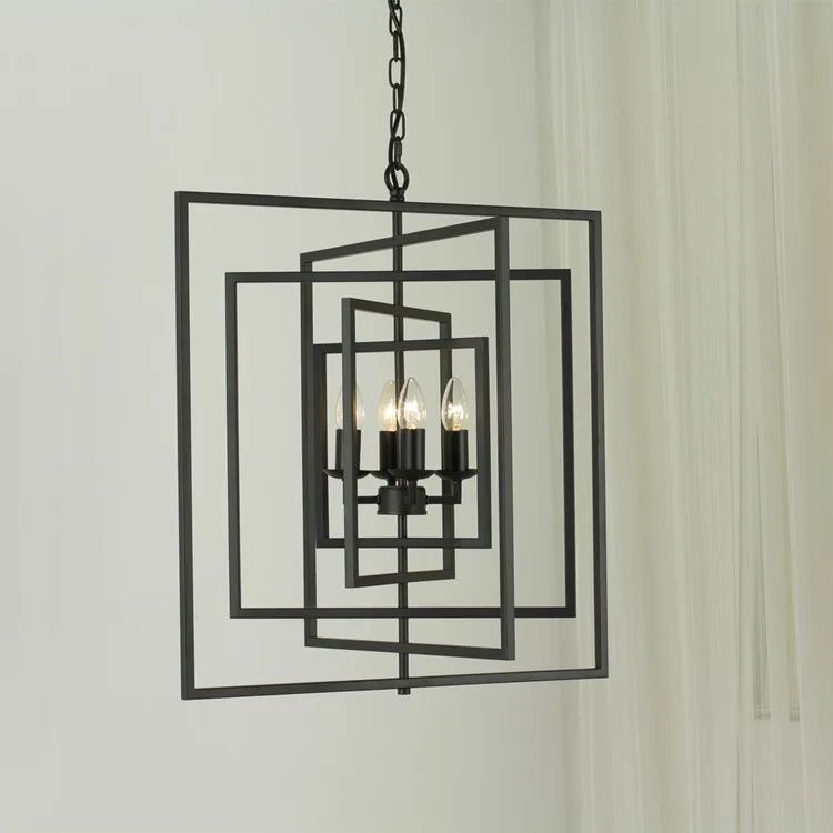 Industrial Iron Hanging Lighting Modern Chandelier Light LED Battery Operated Pendant Light