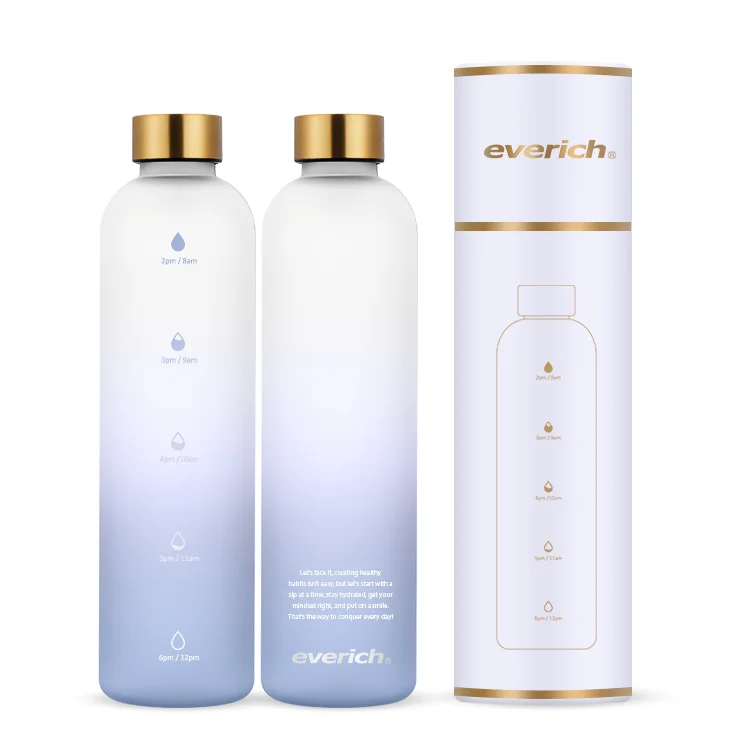 

Everich 1000ml Time Marker printing Leak Proof Tritan Motivational Sport Frosted Water Bottle wholesale