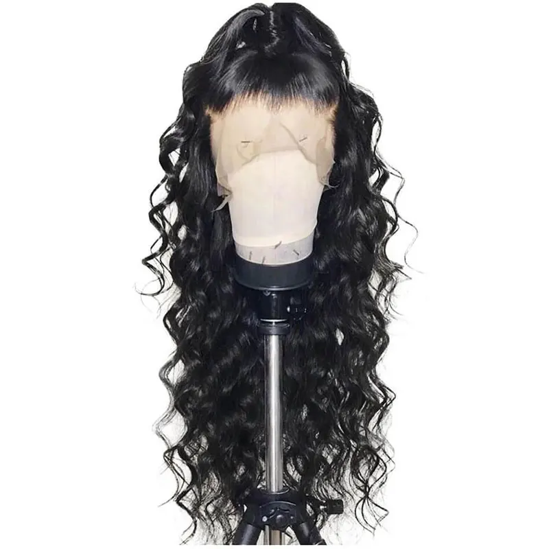 

20'' natural color 100% water wave brazilian human hair wigs lace front transparent
