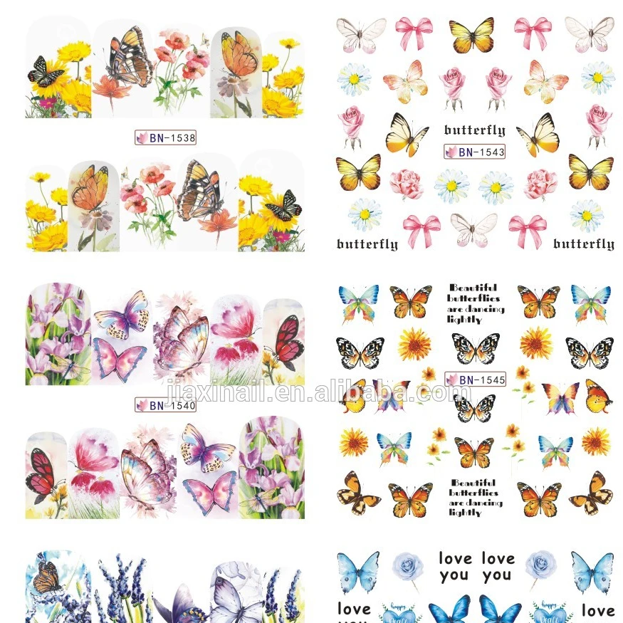 

Butterfly Water Transfer Decals Colorful Butterfly Nail Art Sticker
