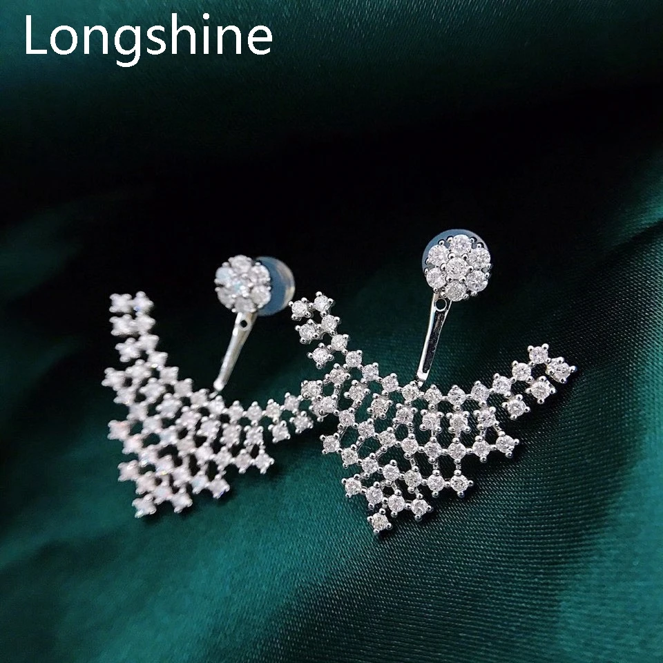 

Exquisite Two Design In One Real Shining Diamond Earring For Women Delicate Design 18k Gold Earring, White