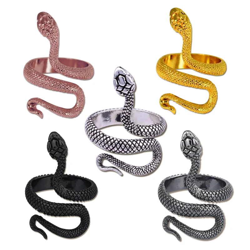 Wholesale Fashion Exquisite Open Adjustable Ring Vintage Silver-plated Snake Ring for Unisex