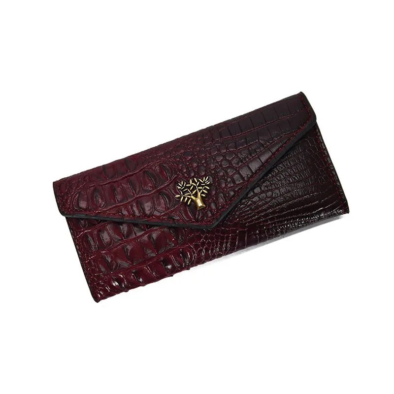 

Wholesale custom fashion ladies crocodile stripes purses hand wallet, Black and brown