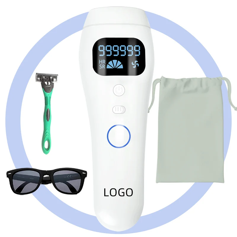 

oem logo 999999 flashes skin laser digital ipl legs hair remover, White, customized colors